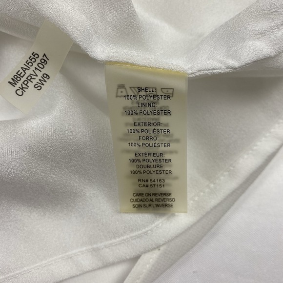 Calvin Klein White Bell Ruffle Sleeve Chiffon Shirt Womens Size Medium/Large - Picture 6 of 7